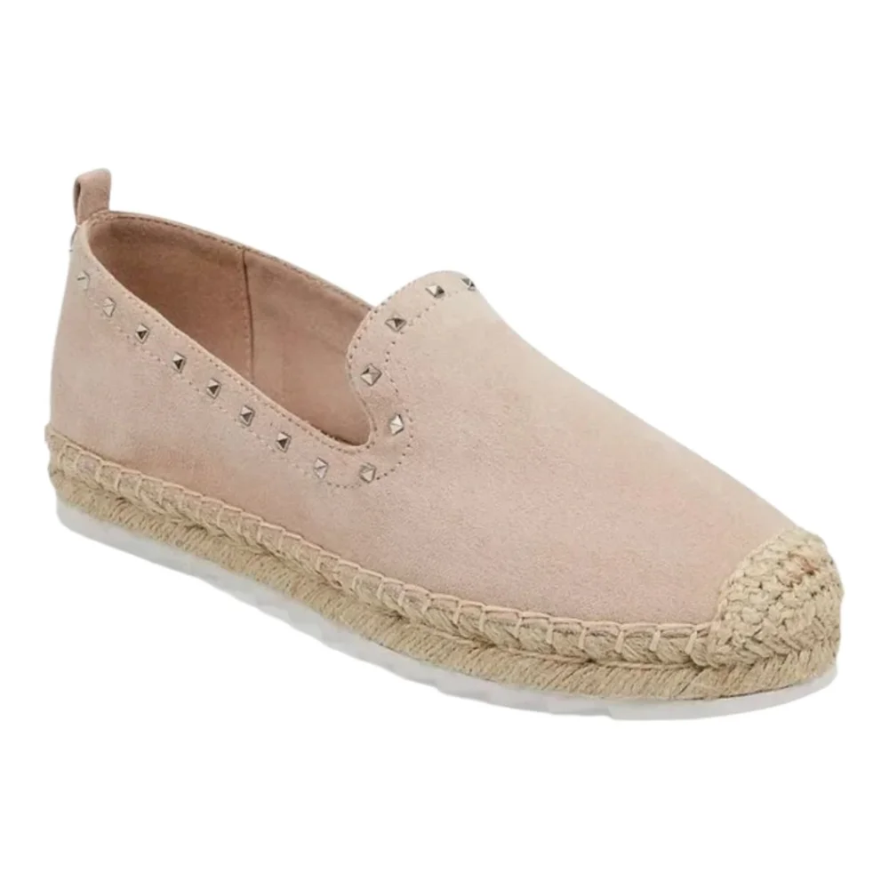Marc Fisher Studded Espadrille Slip On Sneakers Beige Suede Flats 8.5